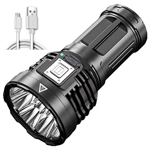 HUSHUI LED-Taschenlampen, LED-Taschenlampe, LED-Taschenlampe für den Außenbereich, USB, wiederaufladbar, superhelle Taschenlampe für Outdoor-Camping, Angeln, Wandern von HUSHUI