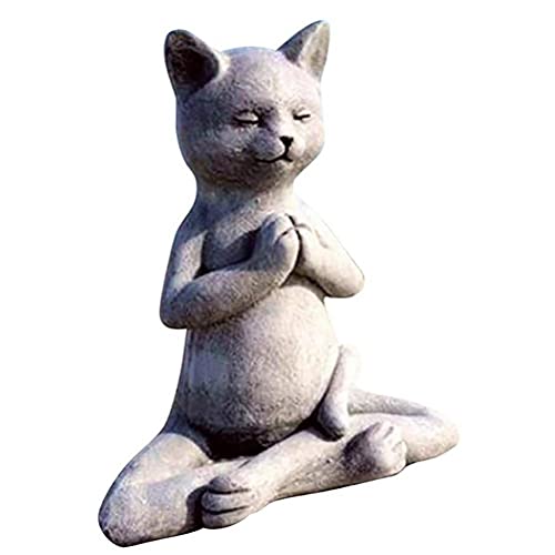 HUSHUI Meditierende Katze Hund Buddha Statue, Buddha Katze Statue Zen Gebet Pose Home Memorial Dekor Meditation Dekor Yoga Dekor von HUSHUI