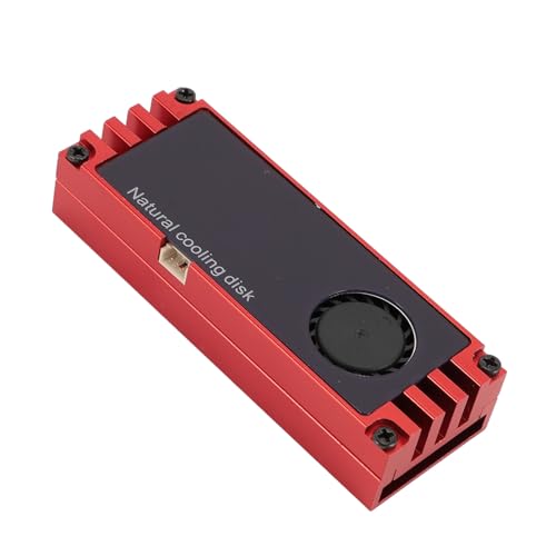 HUSHUI NVMe M.2 Kühlkühler, Temperaturanzeige Aluminium -SSD -Kühler mit Hohen Wärmeleitfähigkeitspads für M.2 NVMe 2280 SSD (Rot) von HUSHUI