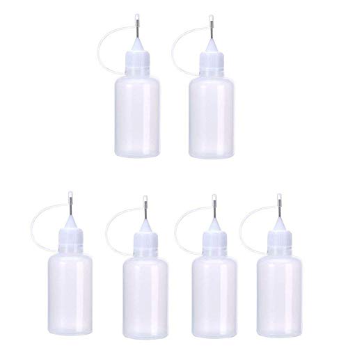HUSHUI Nadelspitzen-Applikatorflaschen, 6 Stück 30 ml Nadelspitzen-Klebeflasche DIY-Papierkunst-Quilling-Werkzeug Präzisionsflaschen-Nadelflaschenapplikator von HUSHUI
