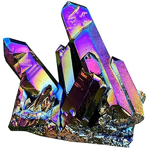 HUSHUI Natürlicher Regenbogen-Kristall-Quarz-Cluster, natürlicher bunter Regenbogen-Kristallstein natürlicher Bergkristall-Cluster Geode-Stein-Probe-Wohnkultur von HUSHUI