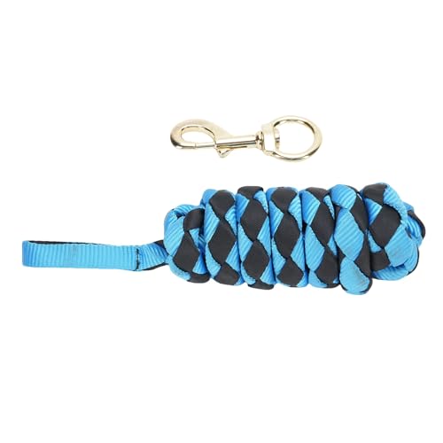 HUSHUI Pferdes Longe Line mit Rotierenden Snap Hook Nylon Gurtband Komfortable Griff Langes Pferdetraining Seil für Tägliche Trainingswanderung (Hellblau schwarz) von HUSHUI