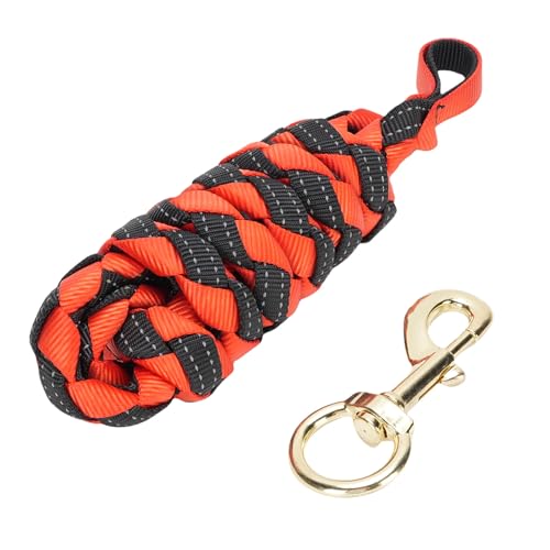 HUSHUI Pferdes Longe Line mit Rotierenden Snap Hook Nylon Gurtband Komfortable Griff Langes Pferdetraining Seil für Tägliche Trainingswanderung (Rot Schwarz) von HUSHUI