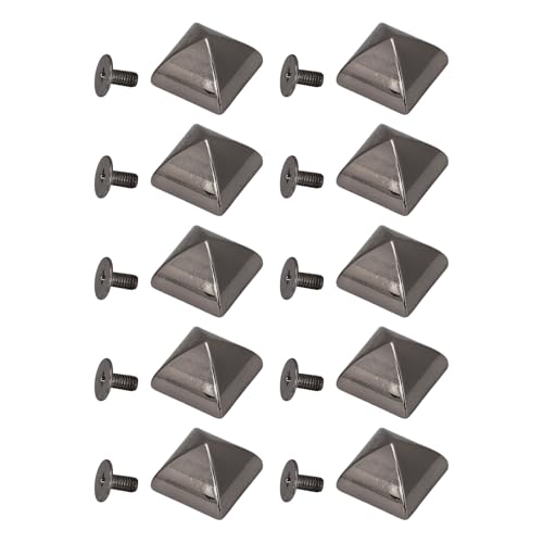 HUSHUI Quadratische Spitzenschraubennieten, Zinklegungs -Pyramid -Punk -Nieten für Lederwaren mit Elektroplattiertem Finish, 15 -mm -Reparaturkits für Taschengurte Jacken Schuhe (Grau) von HUSHUI