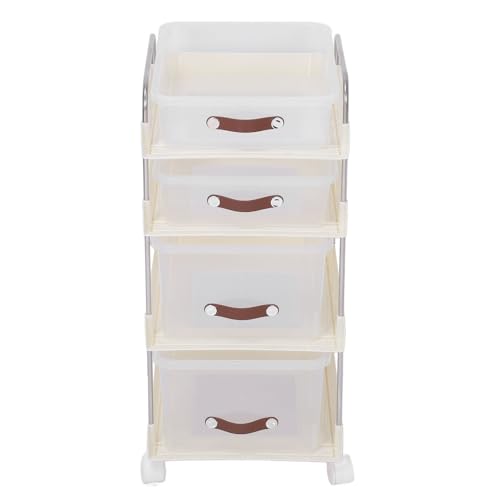 HUSHUI Rolling Utility Cart mit Schubladen PP Clear Mobile Utility Storage Cart mit Abschließbaren Rädern für Schlafzimmer Wohnzimmer Büro (4 Tier (2 hoch 2 niedrig)) von HUSHUI