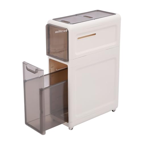 HUSHUI Schmaler Lagerschrank mit 6 Rädern Wassersicherer Schleifer Schubladen Organizer für Badezimmer Wäscherei Kleiner Raum (2 Tier) von HUSHUI
