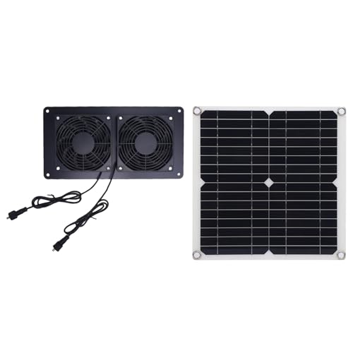 HUSHUI Solar Angetriebener Auspufflüfter 12W 18 V Monokristalline Silizium Solarpanel Dual Lüfter Lüftungslüftung Kit für Pet House Chicken Coop Gewächshaus HUSHUI Solar Angetriebener Auspufflüfter 12W 18 V Monokristalline Silizium Solarpanel Dual Lüfter Lüftungslüftung Kit für Pet House Chicken Coop Gewächshaus von HUSHUI