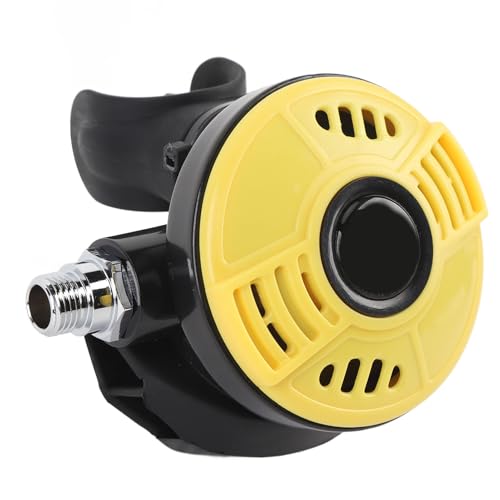 HUSHUI Tauch Regler, Lebensmittel Qualität Silikon Mundstück Explorer Tauchen 2. Stufe Regler mit Effizientem Auspuff, für Freizeit Tauchen Schnorcheln Unterwasser Industrie Arbeit (Gelb) von HUSHUI