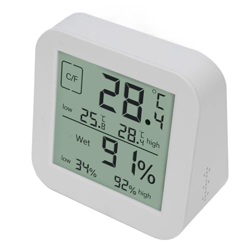 HUSHUI Thermometer Hygrometer Timer Doppelseitig LCD Touchscreen Hintergrundbeleuchtungstemperaturfeuchtigkeitsmessgerät für die Küche (Weiß) von HUSHUI