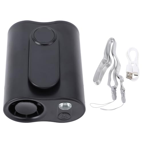HUSHUI Tragbarer Gürtelventilator Wieder Aufladbarer Ruhiger Tragbarer Hänge -Hals -Lüfter mit LED -Licht für den Sommer Im Freien Im Freien Campingsportarten (Schwarz) von HUSHUI
