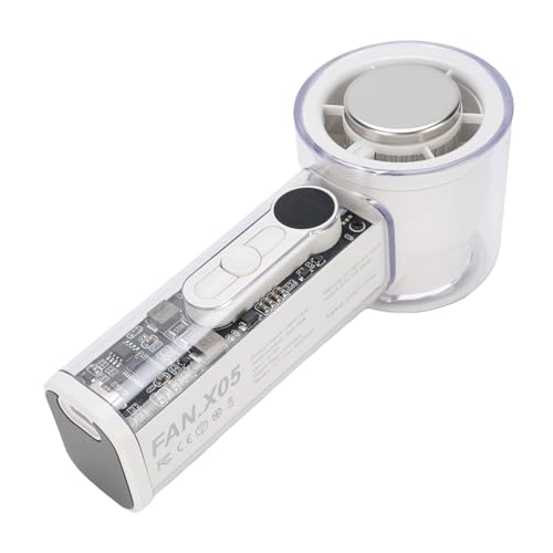 HUSHUI Tragbarer Handventilator mit Eiskühlung, 100 Gänge, Leise, Halbleiterkühlung, Mini-Hochgeschwindigkeits-Taschenventilator mit Trageband für Unterwegs, Zuhause, Strand (Weiß) von HUSHUI
