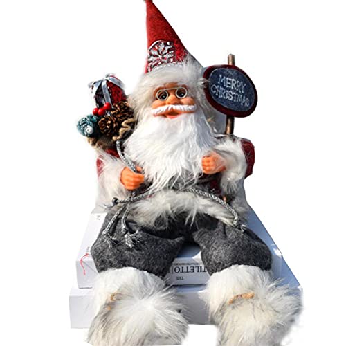 HUSHUI Weihnachtssitzende Figur Stehender Weihnachtsmann,Weihnachtsvitrine Dekoration Sitzender Weihnachtsmann Puppe Fenstereinrichtung Ornament von HUSHUI
