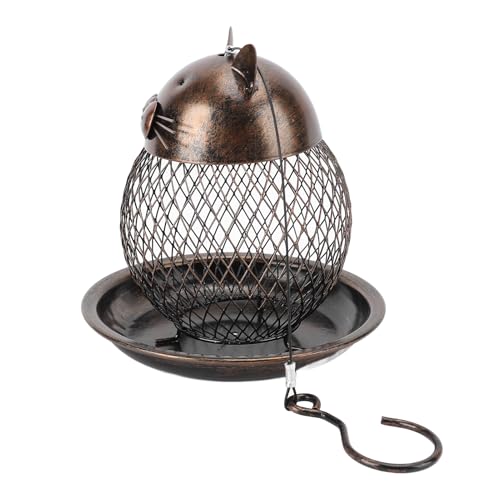 Metallvogelfutterleiter, Retro -Katze -Eisen -Eisen -Mesh Wildvogelfutterleiter, Räumlich Rettende Hängevogelfutterhäuscher mit Tablett für Gartendekoration von HUSHUI