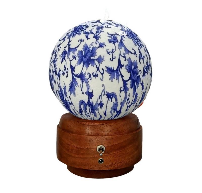 HUSK'SWARE Nachtlicht, Drehbarer Sapele-Holz-Boden mit Farbwechselnden LEDs, Handgefertigtes Musikbox-Nachtlicht mit Dekor von HUSK'SWARE