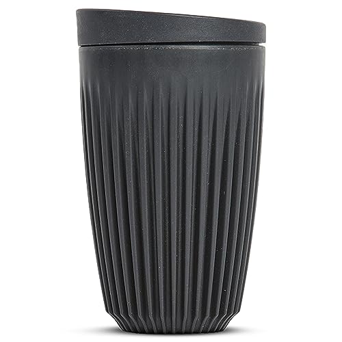 Huskee Cup & LID Charcoal | Wiederverwendbare Kaffee & Tee-Becher aus Kaffee-Schalen von HUSKEE