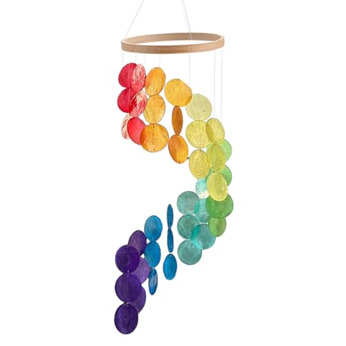 Bunte Muschel Windspiel, Windspiele Handgefertigt Windspiel Garten Hängend Draußen Muscheln Deko für Fenster Wand Terrasse Garten Veranda Outdoor Zuhause von HUSOUE