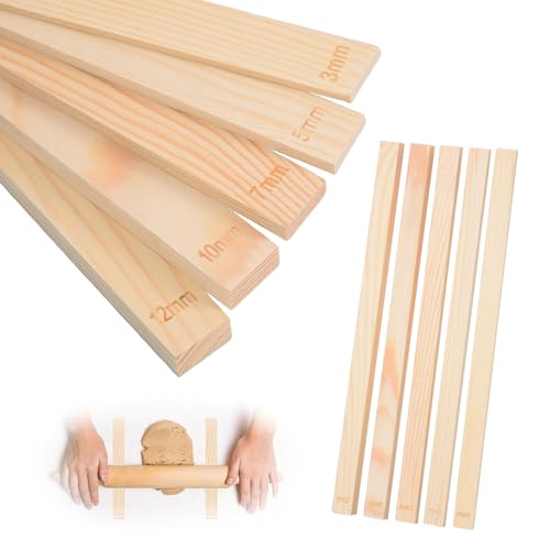HUSOUE 10 Stück Töpferwerkzeug, Töpferzubehör Holzplatten Rechteck Mud Stick Guide Nudelholz-Führungsstäbe Ton Werkzeug für Töpferei Polymer Clay Dicke (5 Größe) von HUSOUE