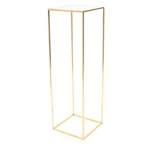 Gold Metall Blumenständer Hochzeit mit Acrylplatte, Hohe Goldvase Vase Rechteckige Blumen Display Rack für Zuhause Party Hochzeit Tafelaufsätze (Acrylplatte 31 * 31 * 100cm) von HUSPOO