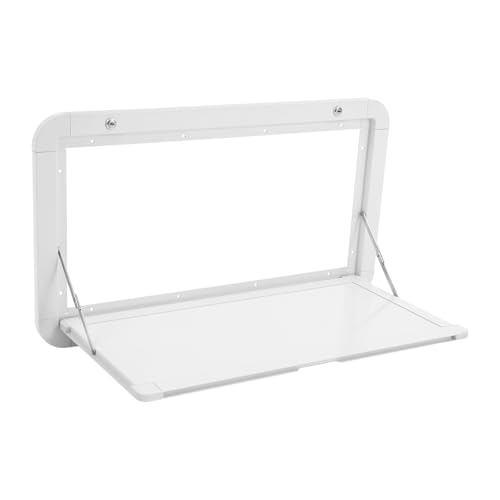 HUSPOO Faltbarer Wohnmobil Tisch | Alu-Klapptisch mit Schloss & Wandhalterung | 80x45cm, 25kg Traglast | Wohnmobil-Tische aus Aluminiumlegierung für Picknick & Camping (Weiß) von HUSPOO
