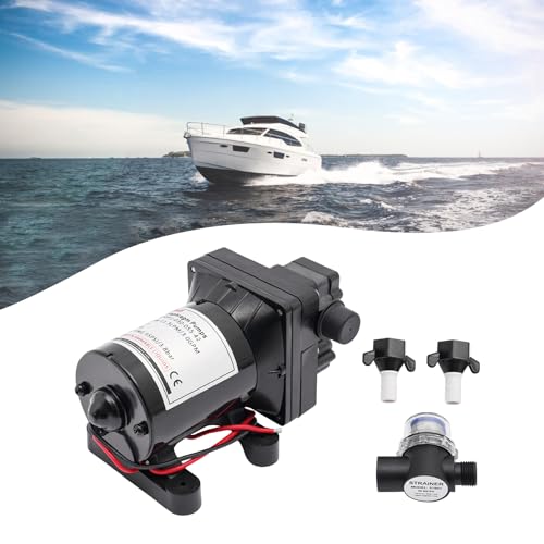 HUSPOO Selbstansaugende Membranpumpe, 12V 55PSI Hochdruck-Wasserpumpe 11.3LPM/3.0GPM Membran-Wasserpumpe für Wohnmobil, Autowäsche, Bootswäsche, Reinigung und Gartenbewässerung von HUSPOO