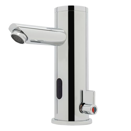 Infrarot Wasserhahn Bad mit Sensor - Automatisch Badarmatur | Berührungsloser | Einhebelmischer | Heiß- und Kaltwasserhahn | Induktion Mischbatterie für Waschbecken Badezimmer Handwaschbecken von HUSPOO