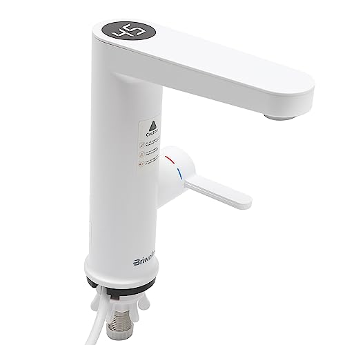 Wasserhahn mit Durchlauferhitzer, 3200W Elektrischer Heizung Wasserhahn LED Temperaturanzeige Smart Heater Armatur (Weiß) von HUSPOO