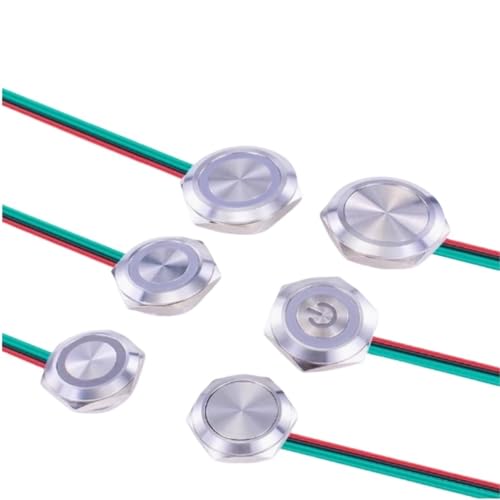 16/19/22mm Ultra Short LED Light Switch 12V 24V Momentary Self Reset Waterproof Metal Push Button Switch With Wire(Red power) von HUSXWKDQP
