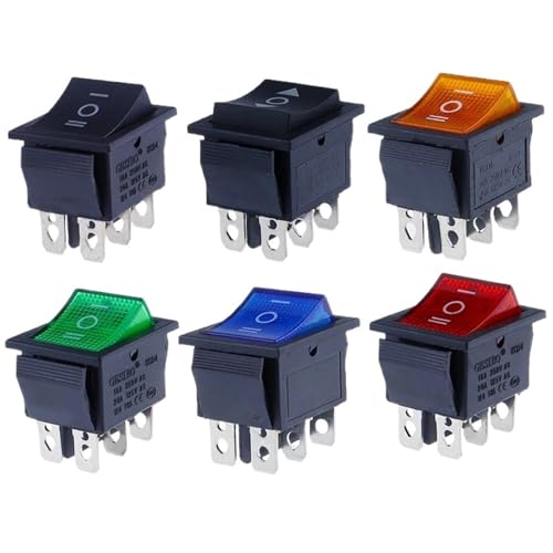 1PCS KCD4 Rocker Switch Power Switch ON-OFF-ON 3 Position 6 Electrical equipment With Light Switch 16A 250VAC/ 20A 125VA(Red) von HUSXWKDQP