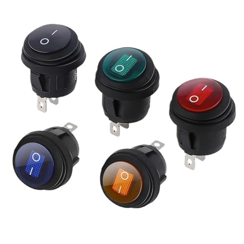 1Pcs on/off SPST Round waterproof boat LED rocker switchlight 12V 220V power button switch(Red,LED AC 220V-250V) von HUSXWKDQP