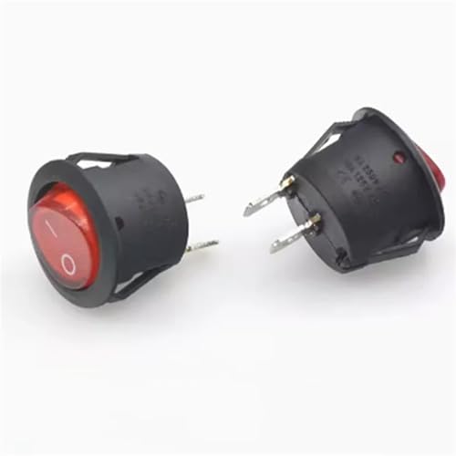1pcs 20mm ON OFF Round Rocker Switch 6A/250VAC 10A 125VAC 2/3PIN Push Button Switch(Red 2P2T no light) von HUSXWKDQP