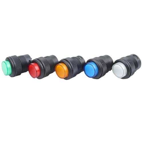 2pcs 16mm R16-503 Self-locking Momentary Round Button Switch With Light 4PIN 3A 250V(Yellow,With lock) von HUSXWKDQP
