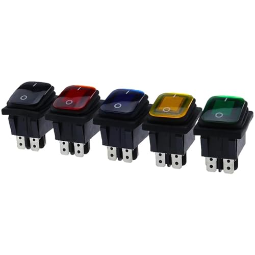 30x22 Heavy Duty Waterproof Rocker Switch 12V Red LED 220V Light Illuminated 16A 250VAC KCD4-201 DPST Switch 4pin(Red,220V) von HUSXWKDQP