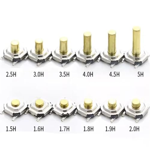 50pcs SMD Tactile Tact Push Button Micro Switch 4 * 4 * 0.8 1.5 1.7 2 2.5 3 3.5 4.3mm Momentary Push Button Copper Head(4x4x2.5mm) von HUSXWKDQP