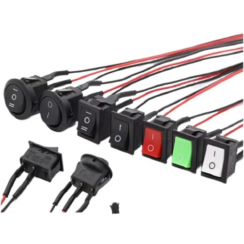 5PCS ON OFF Round Rocker Switches SPST 20mm Mini AC 250V 3A 125V 6A Mini Circle Toggle Switch for Car Automotive RV 2 Pin(KCD1-Y3P-BL) von HUSXWKDQP