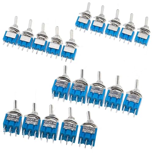 5Pcs Miniature Lever Toggle Switch Single Pole Double Throw ON-OFF-ON/ON-ON 120VAC 6A 1/4 Inch Mounting MTS-102 103 202 203(MTS-103) von HUSXWKDQP