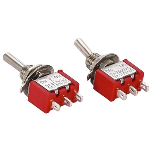 5Pcs Miniature Toggle Switch Single Pole Double Throw ON-OFF-ON/ON-ON 120VAC 6A 1/4 Inch Mounting MTS-102 103(MTS-103 5PCS) von HUSXWKDQP