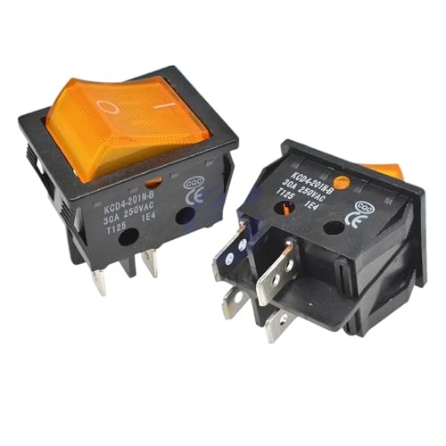 5cs KCD4 Rocker Switch Button ON OFF 2 Position 4 Pins Electrical Equipment With Light Power Switch Silver Contact 30A/250V(Dark Grey) von HUSXWKDQP