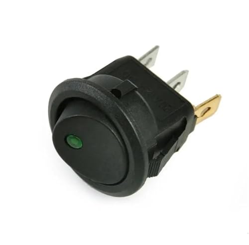 KCD1 10A 12V 220V Rocker Switch LED Dot Light Car Boat Round ON/OFF SPST Switch(Green,12V) von HUSXWKDQP