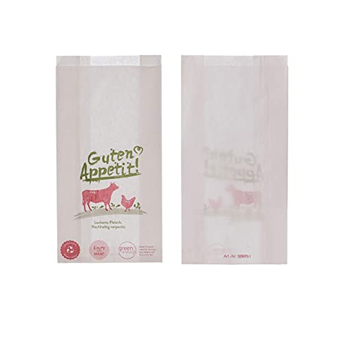 2.000 Stück Fleischerbeutel weiß"Guten Appetit" 150 + 70 x 280 mm | to Go Beutel | Einweggeschirr | HUTNER von HUTNER