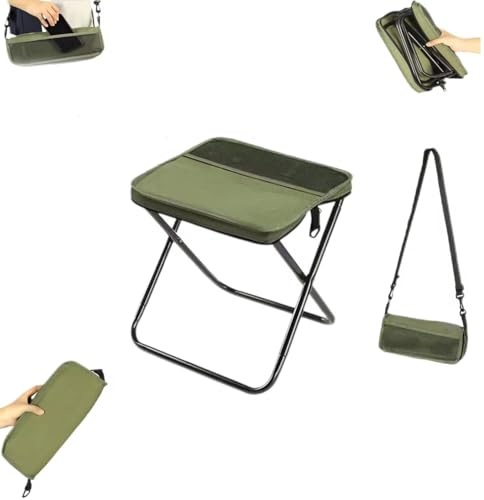 Faltbarer Rucksackhocker, Klapphocker mit Rückenlehne, tragbarer Hocker for Bergsteigen und Wandern, mit verstellbarem Schultergurt, for Camping, Angeln, Wandern, Picknicks, Grillen im Freien(Green) von HUTRADE