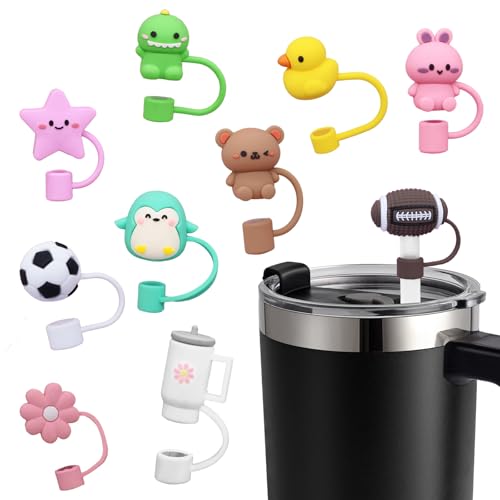 HUTRADE 10 Pack Strohhalmkappen, 0,4 Stanley Cup Trinkhalme mit wiederverwendbarem Silikondeckel das ideale Stanley-Cup-Zubehör, perfekt für Zuhause, Reisen und Partys von HUTRADE