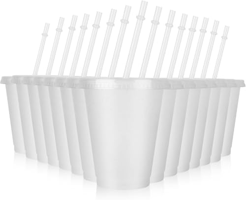 HUTRADE 15 wiederverwendbare Becher mit Deckel und Strohhalm – 16 oz (473 ml) Glitzer-Plastikbecher von HUTRADE