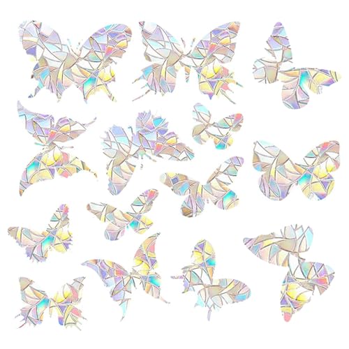 HUTRADE Pack of 28 Rainbow Suncatcher Stickers for Windows - High-Quality Prism Window Stickers, Bird Protection, Butterfly Shaped, Perfect for Home, Office von HUTRADE