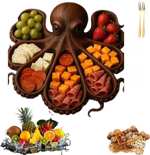 Wurstbretter, Partybrett mit Meeresthema und 8-Tentakel-Design, Serviertablett aus nautischem Holz for Käse, Serviertablett mit Oktopus for Käse, for Meeresfrüchteliebhaber und Entertainer(Octopus Two Wurstbretter, Partybrett mit Meeresthema und 8-Tentakel-Design, Serviertablett aus nautischem Holz for Käse, Serviertablett mit Oktopus for Käse, for Meeresfrüchteliebhaber und Entertainer(Octopus Two von HUTRADE