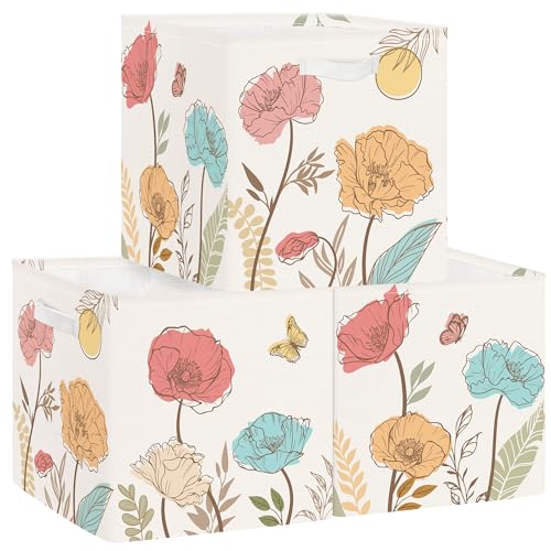 HUUMONSS 30cm Aufbewahrungsbox 3 Stück Wilde Blume Aufbewahrungskorb Kinder Falt Garten Schmetterling mit Griffen Aufbewahrungswürfel Organizer für Spielzeug Bücher Kleidung,Boho Blatt HUUMONSS 30cm Aufbewahrungsbox 3 Stück Wilde Blume Aufbewahrungskorb Kinder Falt Garten Schmetterling mit Griffen Aufbewahrungswürfel Organizer für Spielzeug Bücher Kleidung,Boho Blatt von HUUMONSS