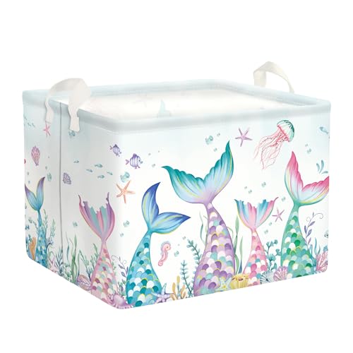 HUUMONSS Meerjungfrau Schwanz Kinder Wäschekorb Faltbar für Mädchen Groß Kleidung Spielzeug Aufbewahrungskorb für Kinderzimmer Bad, Buntes, 36L HUUMONSS Meerjungfrau Schwanz Kinder Wäschekorb Faltbar für Mädchen Groß Kleidung Spielzeug Aufbewahrungskorb für Kinderzimmer Bad, Buntes, 36L von HUUMONSS