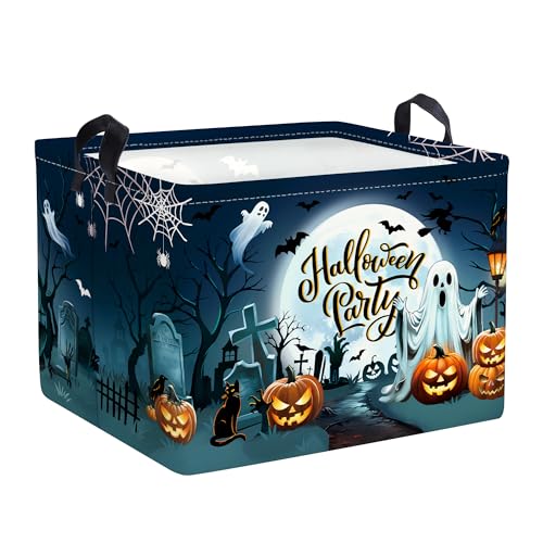 HUUMONSS Spooky Halloween Kinder Aufbewahrungskorb Geist Fledermaus Kürbis Faltbar für Jungen Mädchen Buh Groß Kleidung Spielzeug Wäschekorb für Kinderzimmer Bad,Friedhof,40*30*30 cm HUUMONSS Spooky Halloween Kinder Aufbewahrungskorb Geist Fledermaus Kürbis Faltbar für Jungen Mädchen Buh Groß Kleidung Spielzeug Wäschekorb für Kinderzimmer Bad,Friedhof,40*30*30 cm von HUUMONSS