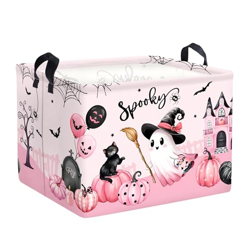 HUUMONSS Spooky Halloween Kinder Aufbewahrungskorb Geist Fledermaus Kürbis Faltbar für Jungen Mädchen Buh Groß Kleidung Spielzeug Wäschekorb für Kinderzimmer Bad,Rosa Spukhaus,40*30*30 cm HUUMONSS Spooky Halloween Kinder Aufbewahrungskorb Geist Fledermaus Kürbis Faltbar für Jungen Mädchen Buh Groß Kleidung Spielzeug Wäschekorb für Kinderzimmer Bad,Rosa Spukhaus,40*30*30 cm von HUUMONSS