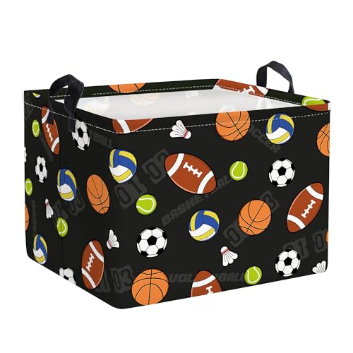 HUUMONSS Sport Bälle Kinder Wäschekorb Faltbar für Jungen Groß Kleidung Spielzeug Aufbewahrungskorb für Kinderzimmer Bad, Schwarz, 36L HUUMONSS Sport Bälle Kinder Wäschekorb Faltbar für Jungen Groß Kleidung Spielzeug Aufbewahrungskorb für Kinderzimmer Bad, Schwarz, 36L von HUUMONSS