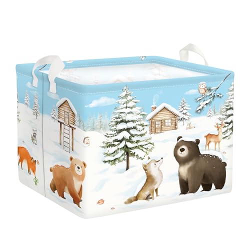 HUUMONSS Winterliche Waldtiere Geschenkbox für Jungen Mädchen Schnee Kleidung Spielzeug Aufbewahrungskorb für Kinderzimmer Bad,Bär Fuchs,36L HUUMONSS Winterliche Waldtiere Geschenkbox für Jungen Mädchen Schnee Kleidung Spielzeug Aufbewahrungskorb für Kinderzimmer Bad,Bär Fuchs,36L von HUUMONSS